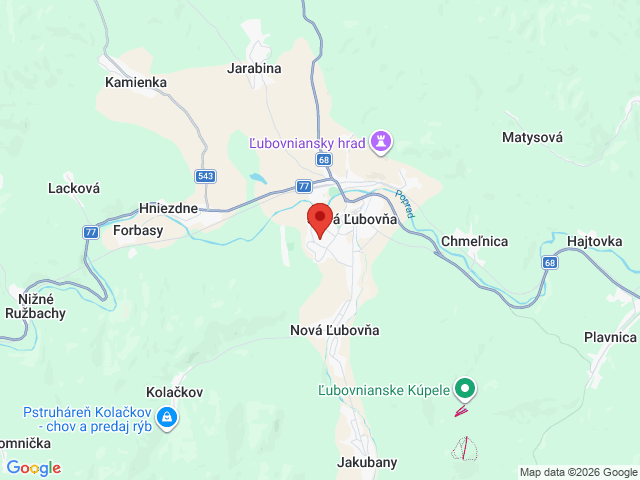 Google map: Stará Ľubovna Komenského 6